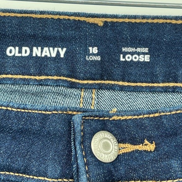 Old Navy High Rise Relaxed Jeans Womens Plus 16 Long Stretch Wide leg Boyfriend - Picture 5 of 6